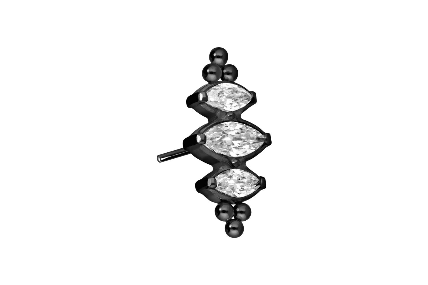Titan Aufsatz mit Push Pin 3 KRISTALLTROPFEN + KUGELN von Piercingline